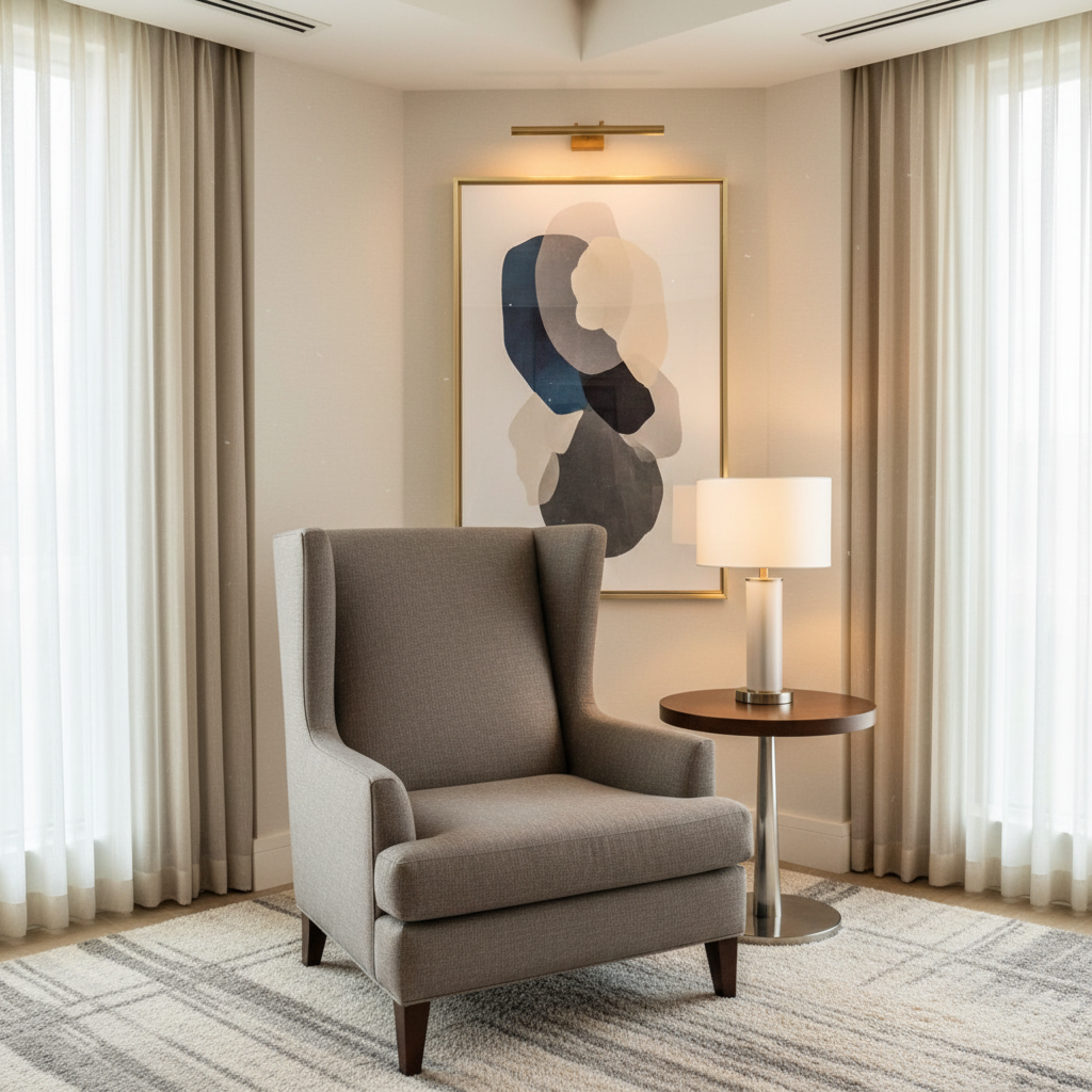 Subtle Textured Solid Muted Taupe Upholstered Chair | Architectural Fabrics