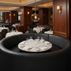 Embossed Reptile Scale Charcoal Black Upholstered Banquette | Architectural Fabrics