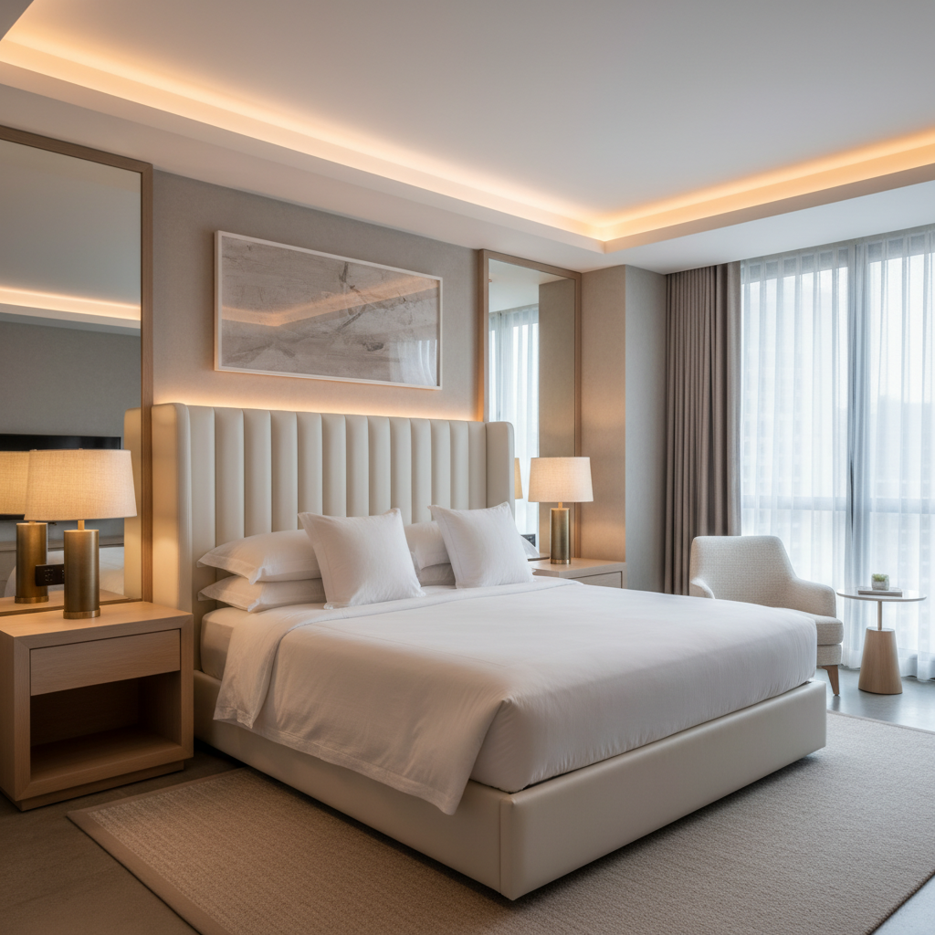 Irvington Blanco Contemporary off-white & ivory Upholstered Headboard | Architectural Fabrics