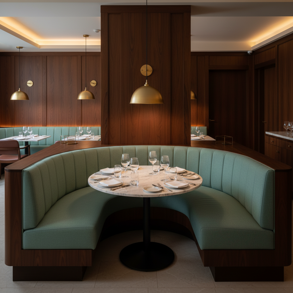 Aarden - Seafoam Silicone Hybrid Upholstered Banquette | Architectural Fabrics