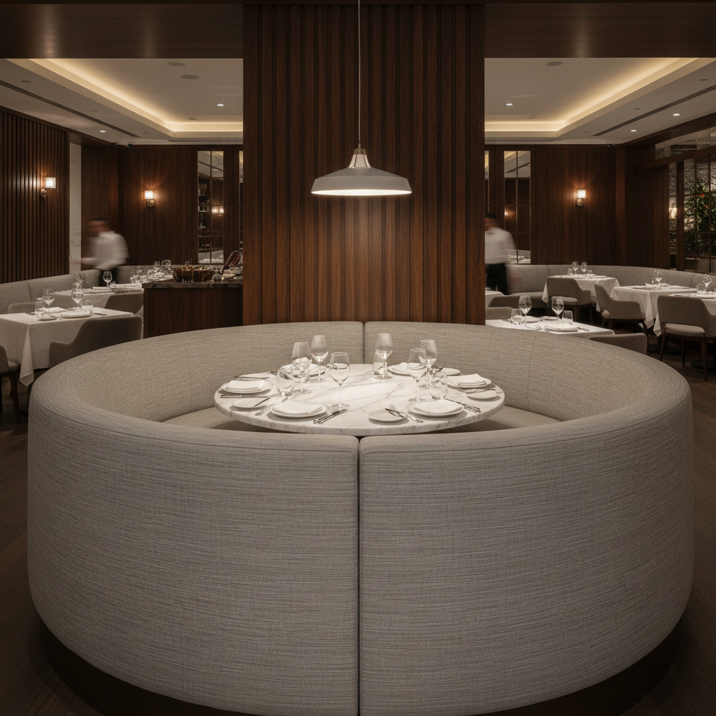 Treasure Beach - Fog Upholstered Banquette | Architectural Fabrics