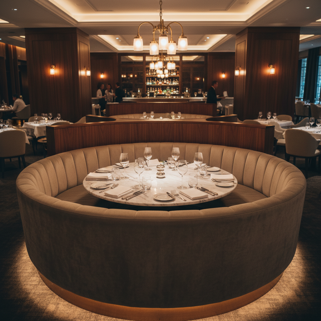 Irvington Taupe Upholstered Banquette | Architectural Fabrics