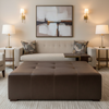 Smooth Pebble Grain Rich Umber Upholstered Ottoman | Architectural Fabrics