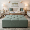 Woven Textured Surface Seafoam Green Upholstered Ottoman | Architectural Fabrics