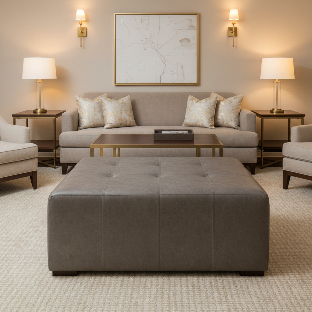 Runaway Bay - Slate Upholstered Ottoman | Architectural Fabrics