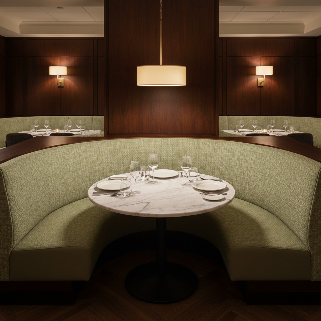 Woven Basketweave Texture Soft Celery Upholstered Banquette | Architectural Fabrics