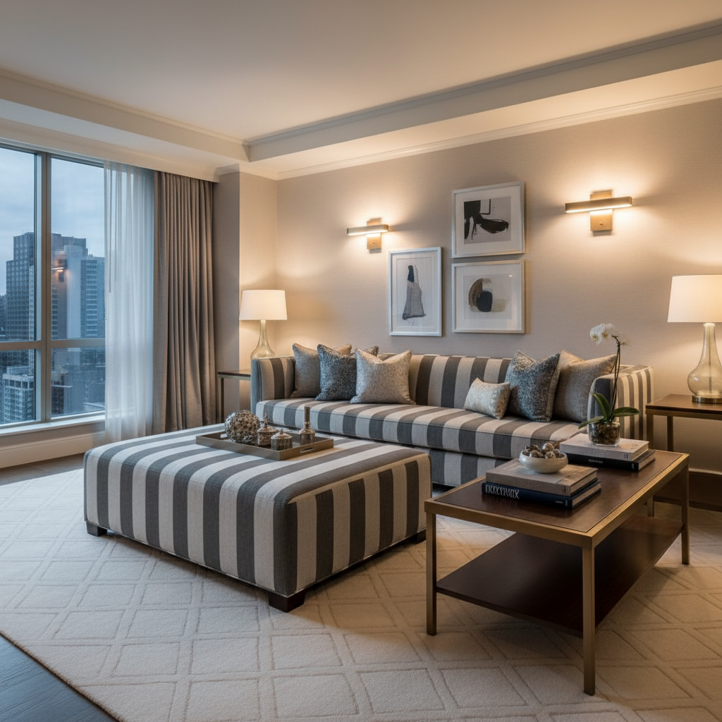 Bedford Storm Upholstered Ottoman | Architectural Fabrics