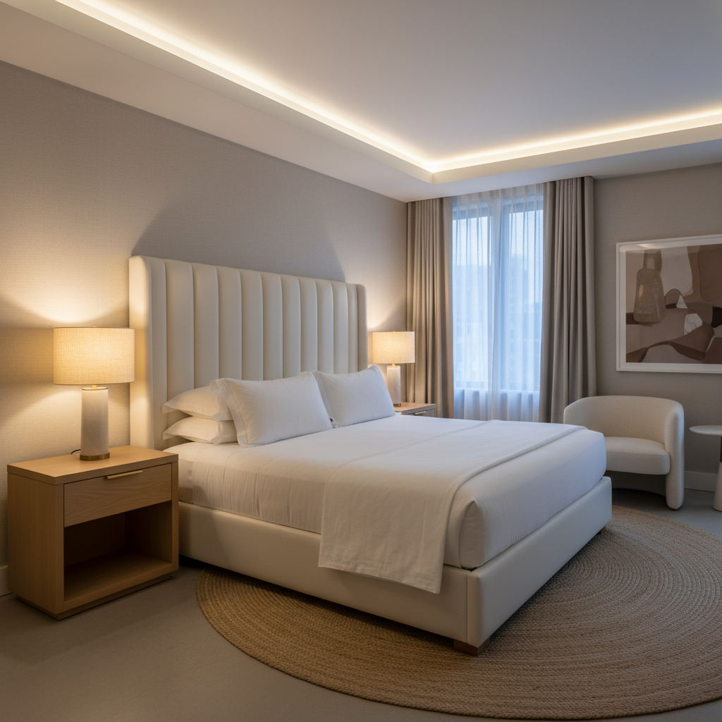 Hillsville Blanco Contemporary white Upholstered Headboard | Architectural Fabrics