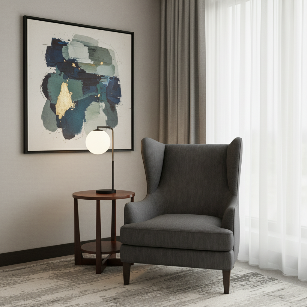 Brushed Vertical Texture Charcoal Steel Upholstered Chair | Architectural Fabrics