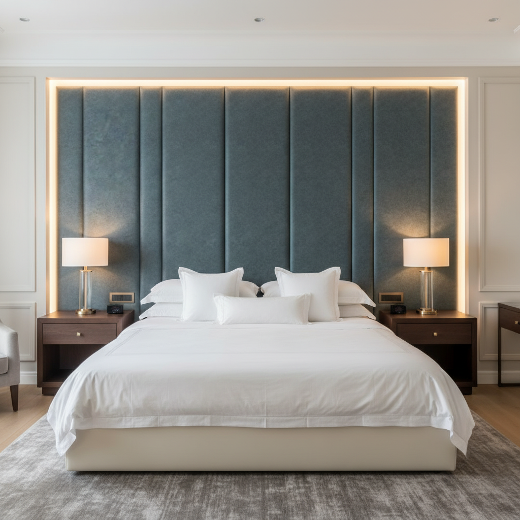 Algiers - Charcoal Teal Performance Vinyl Upholstered Headboard | Architectural Fabrics