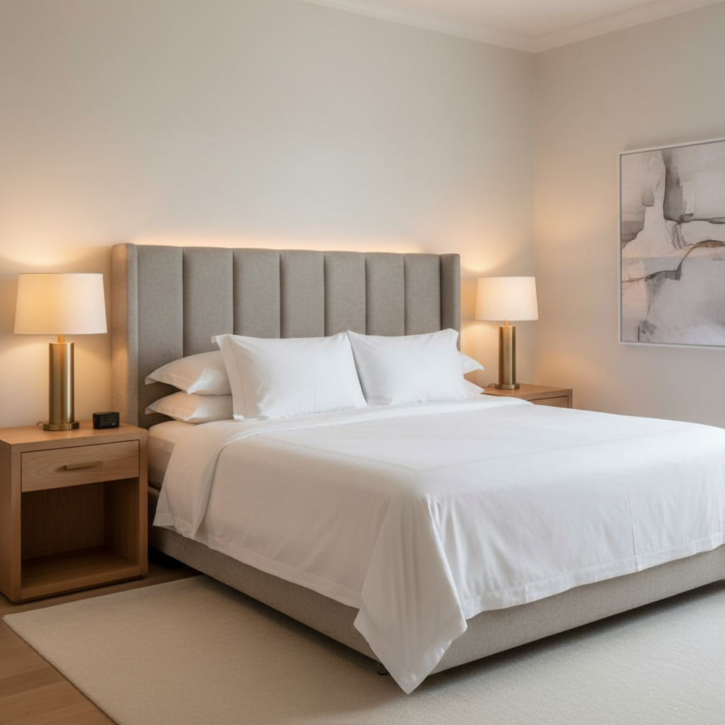 Algiers - Limestone Performance Vinyl Upholstered Headboard | Architectural Fabrics