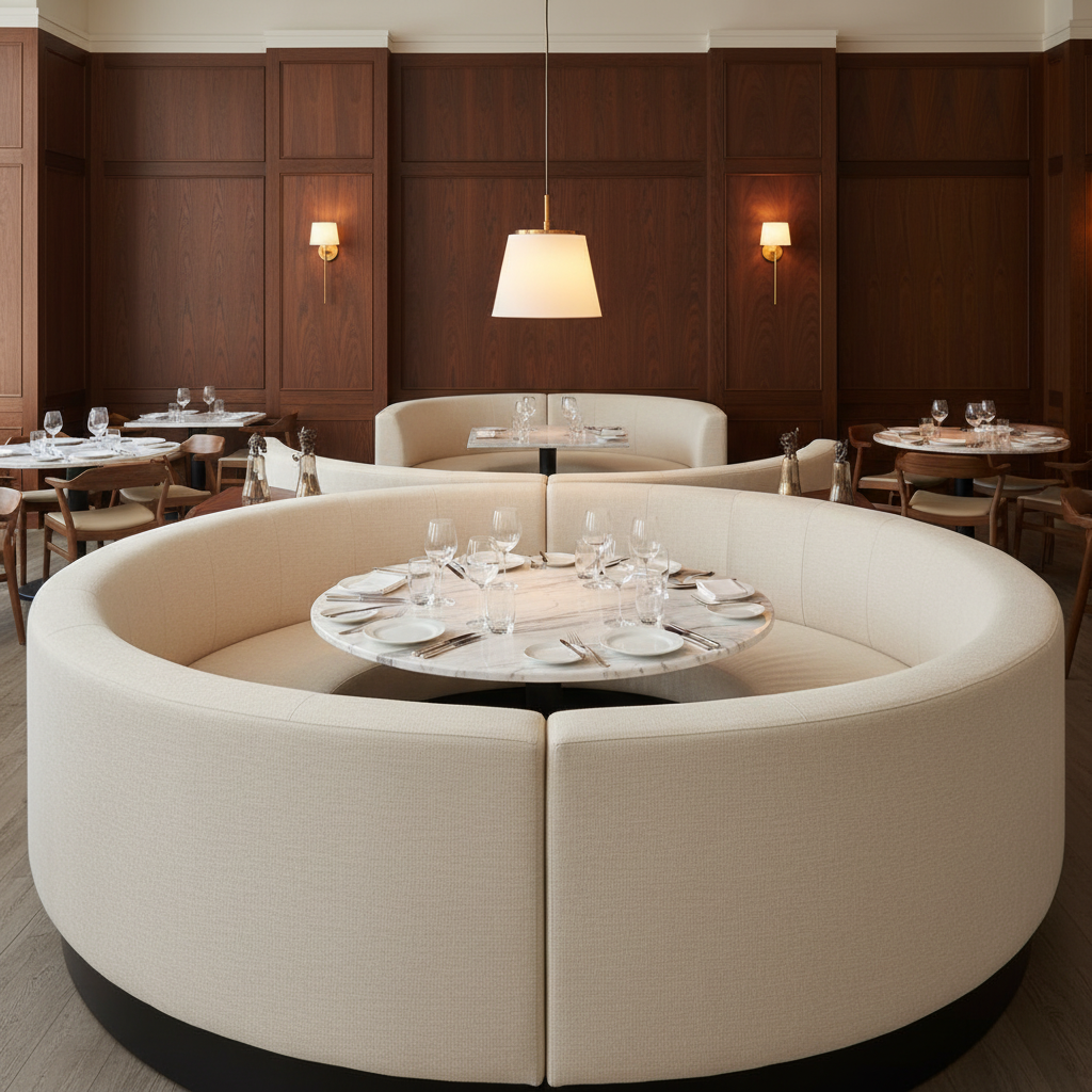 Subtle Textured Surface Soft Ivory Upholstered Banquette | Architectural Fabrics