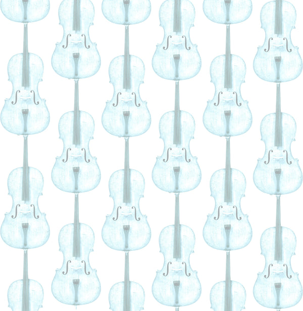 Cello Damask - Faint Blue Traditional | Architectural Wallcoverings