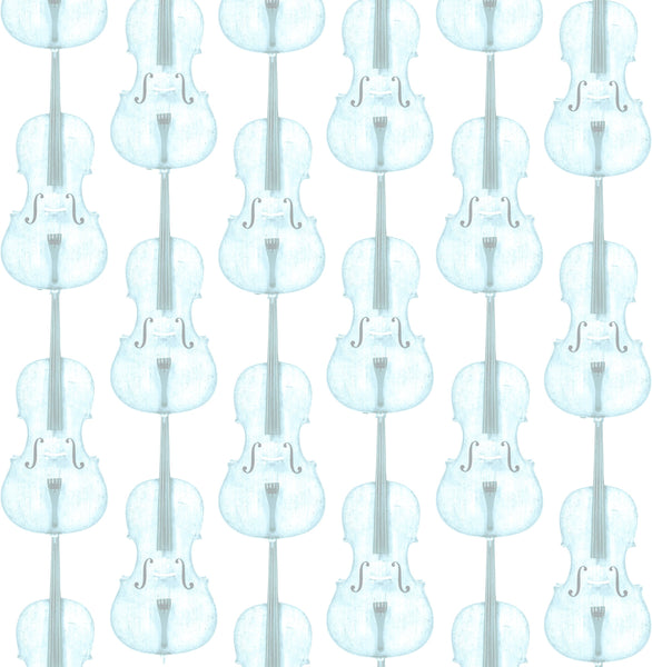 Cello Damask - Faint Blue - Pattern Design Lab