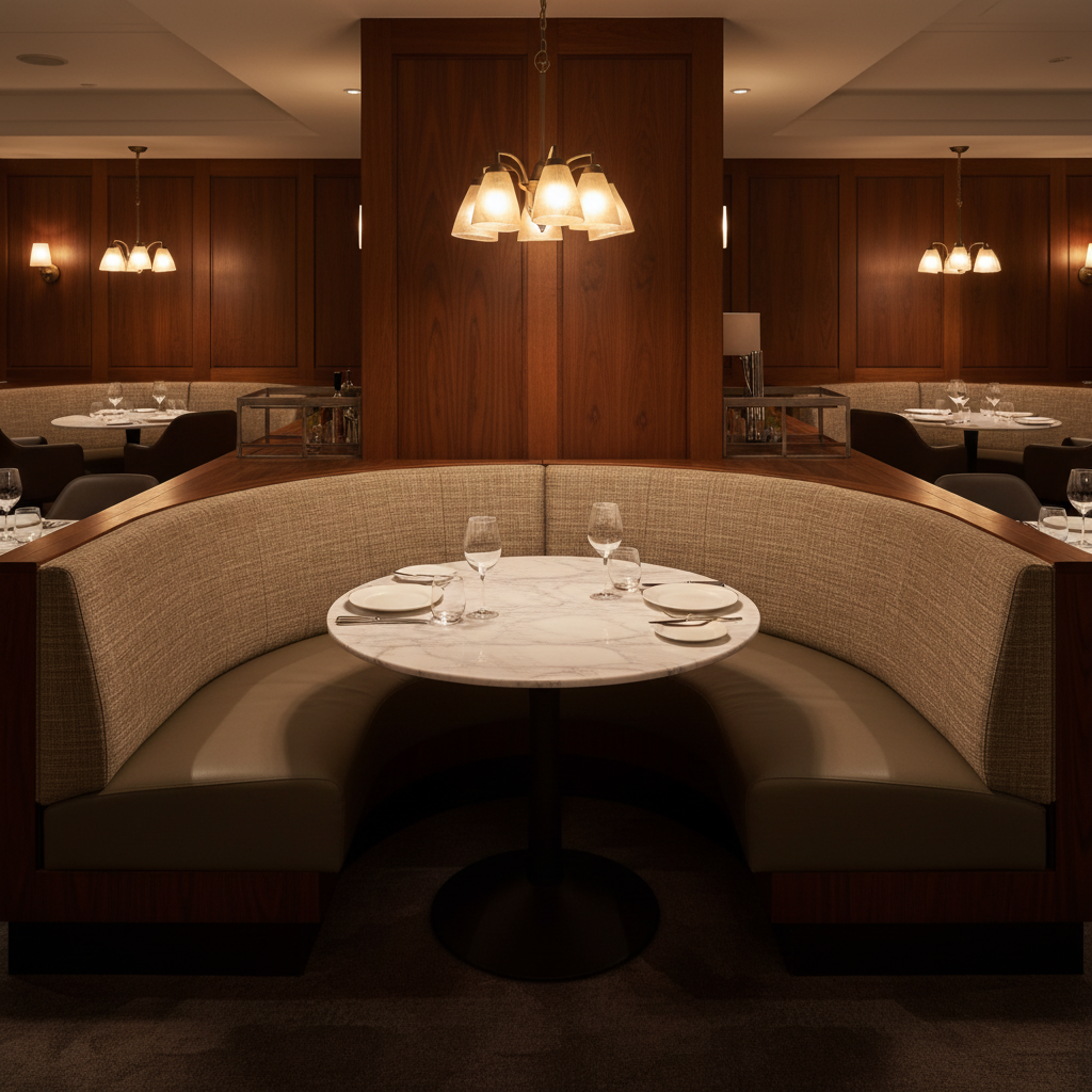 Tweed Bay - Khaki Upholstered Banquette | Architectural Fabrics