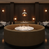 Embossed Reptile Scale Olive Brown Upholstered Banquette | Architectural Fabrics