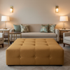 Fine Pebble Grain Golden Honey Upholstered Ottoman | Architectural Fabrics