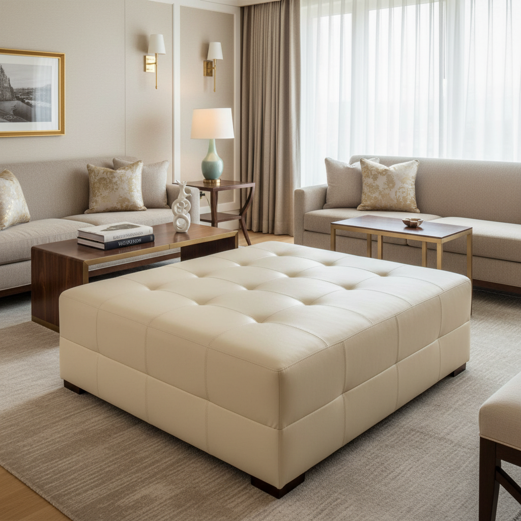 Trunk Bay - Almond Upholstered Ottoman | Architectural Fabrics