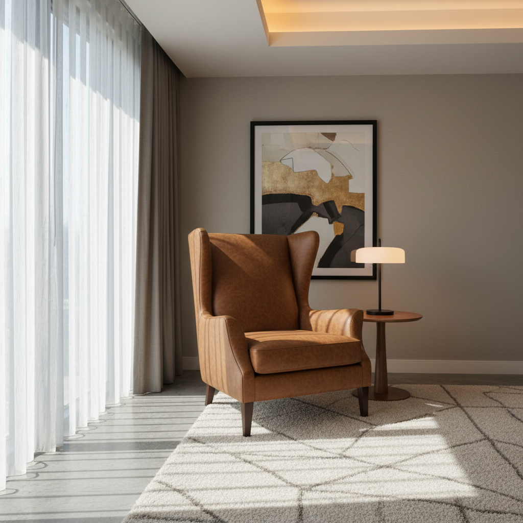 Fine Pebble Grain Rich Umber Upholstered Chair | Architectural Fabrics