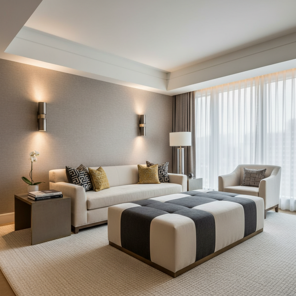 Smithfield White Upholstered Ottoman | Architectural Fabrics