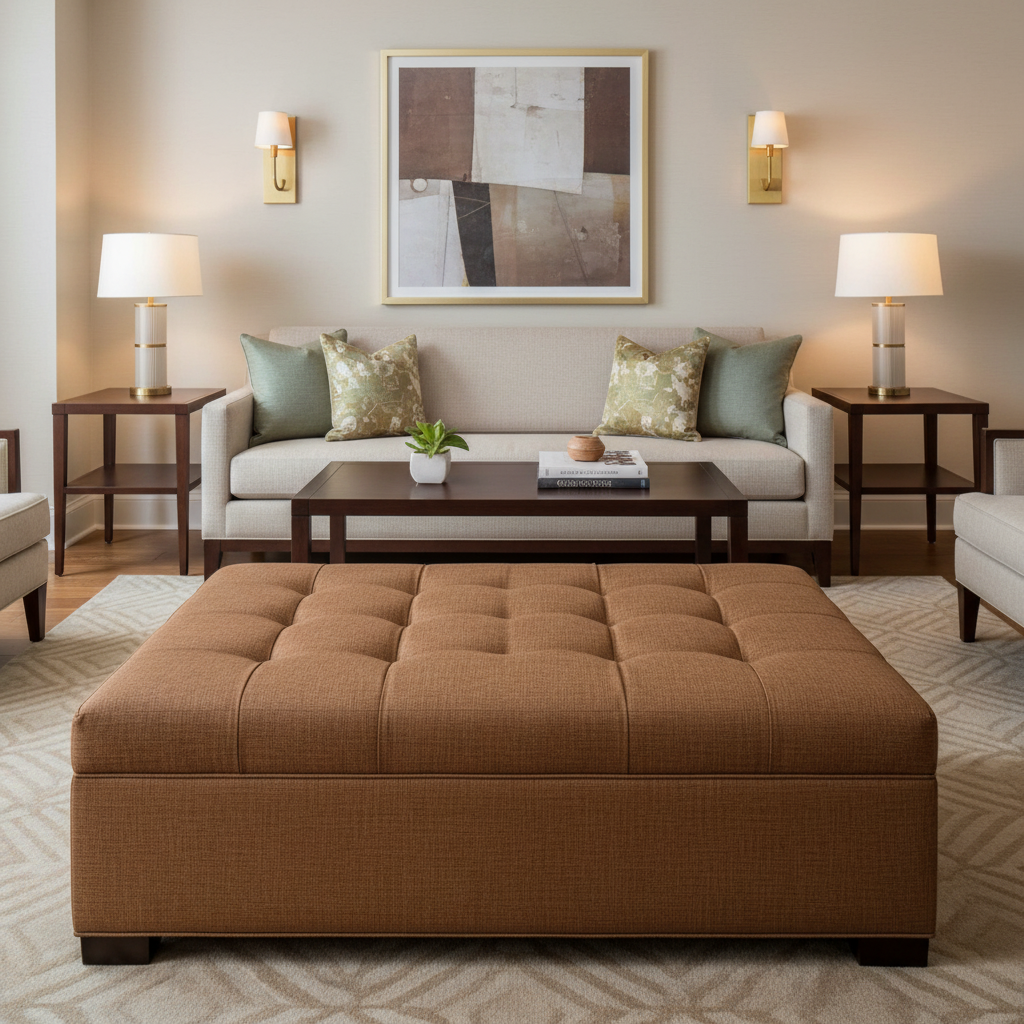 Triangle Reef - Maple Upholstered Ottoman | Architectural Fabrics