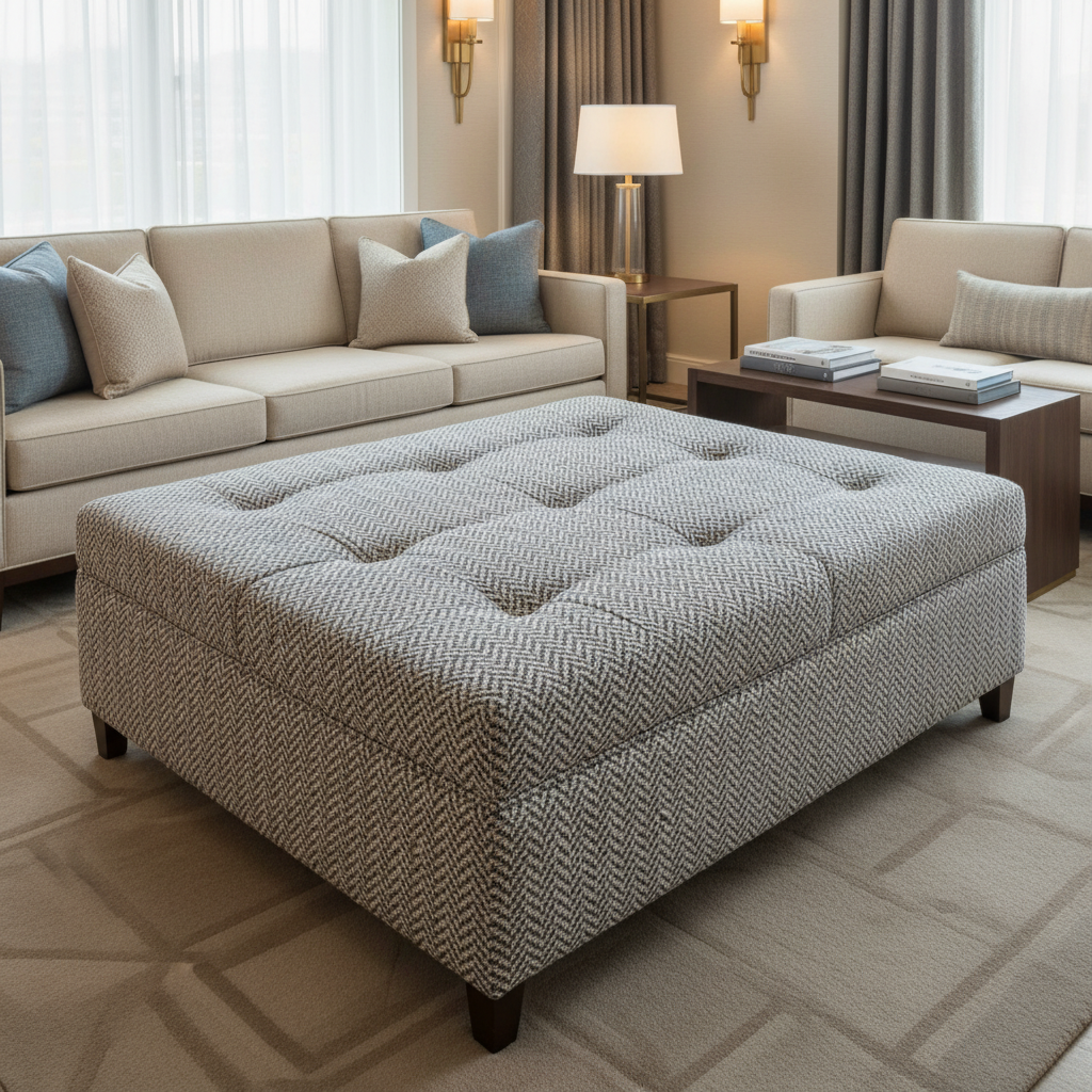 Rum Punch - Phantom Upholstered Ottoman | Architectural Fabrics
