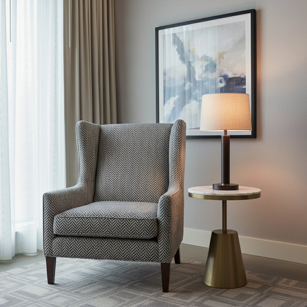 Woven Chevron Texture Charcoal Gray Upholstered Chair | Architectural Fabrics