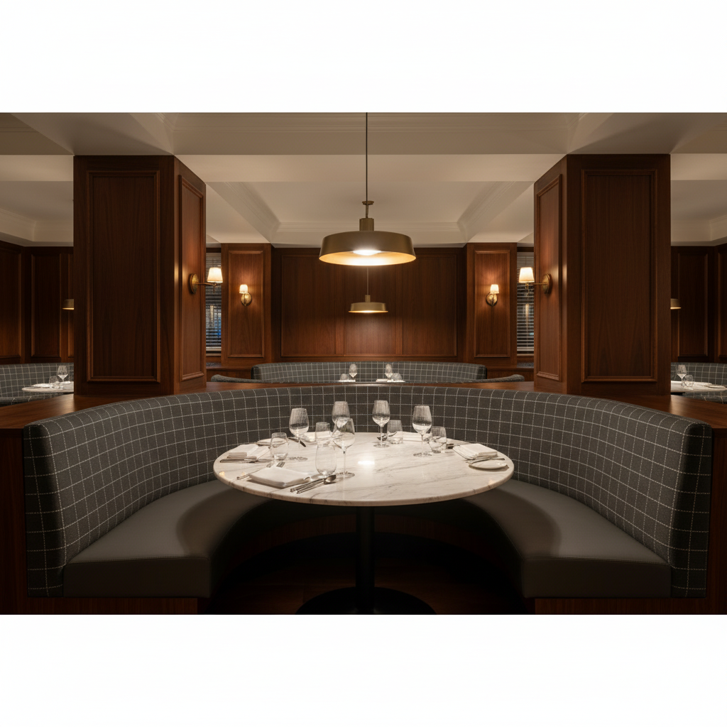 West End - Graphite Upholstered Banquette | Architectural Fabrics
