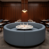 Smooth Pebble Grain Dusty Blue Upholstered Banquette | Architectural Fabrics