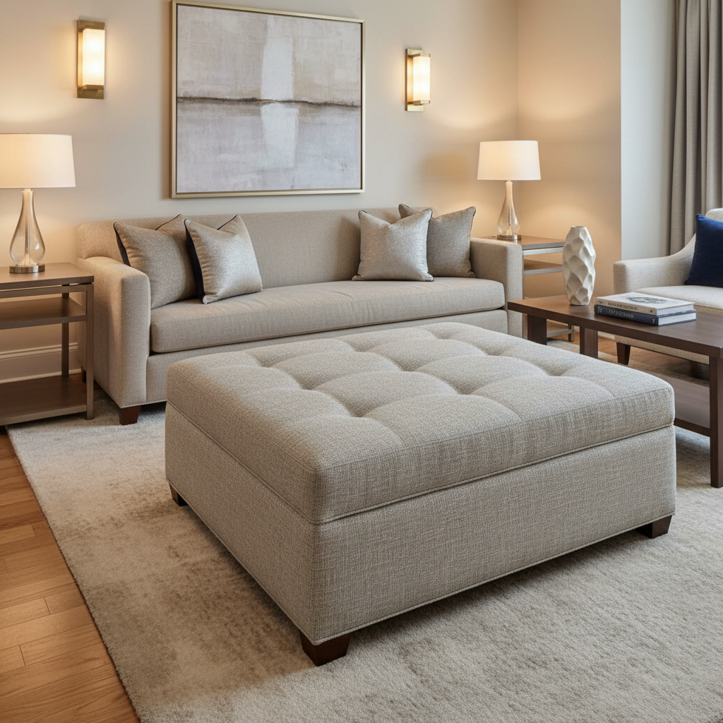 Tweed Bay - Fresco Upholstered Ottoman | Architectural Fabrics
