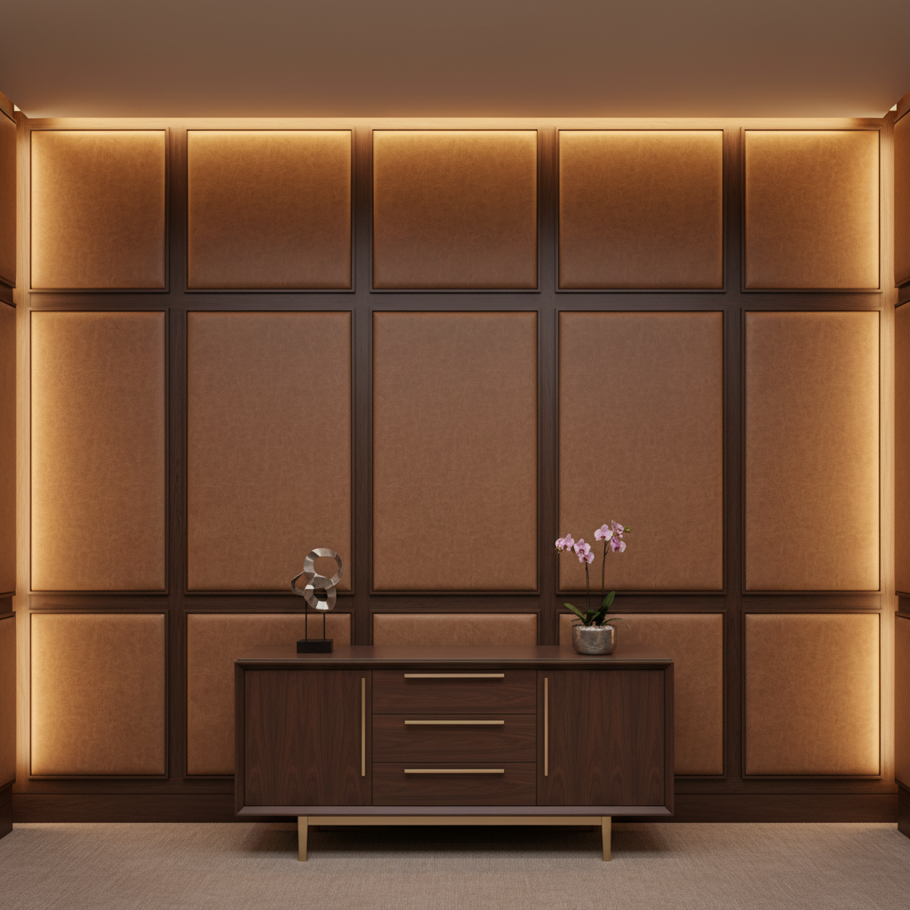 Alamo - Saddle Performance Vinyl Upholstered Wall Panel | Architectural Fabrics