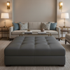 Fine Pebble Grain Charcoal Shadow Upholstered Ottoman | Architectural Fabrics