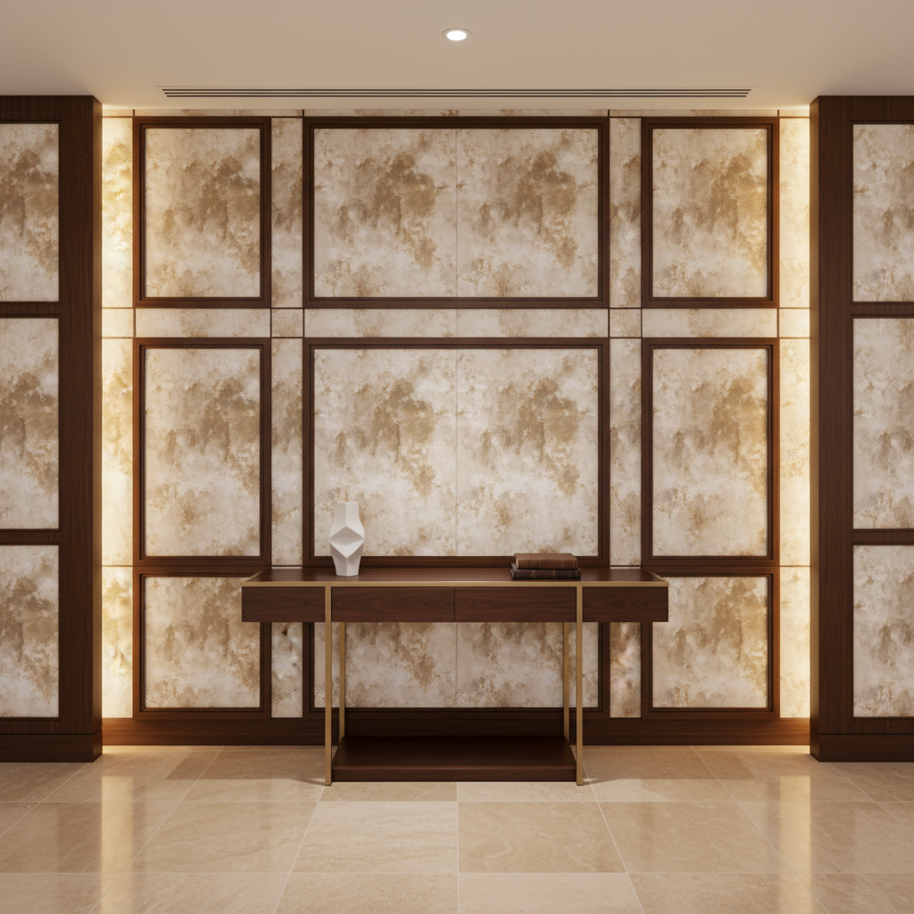 Mottled Cloudscape Texture Creamy Beige Upholstered Wall Panel | Architectural Fabrics
