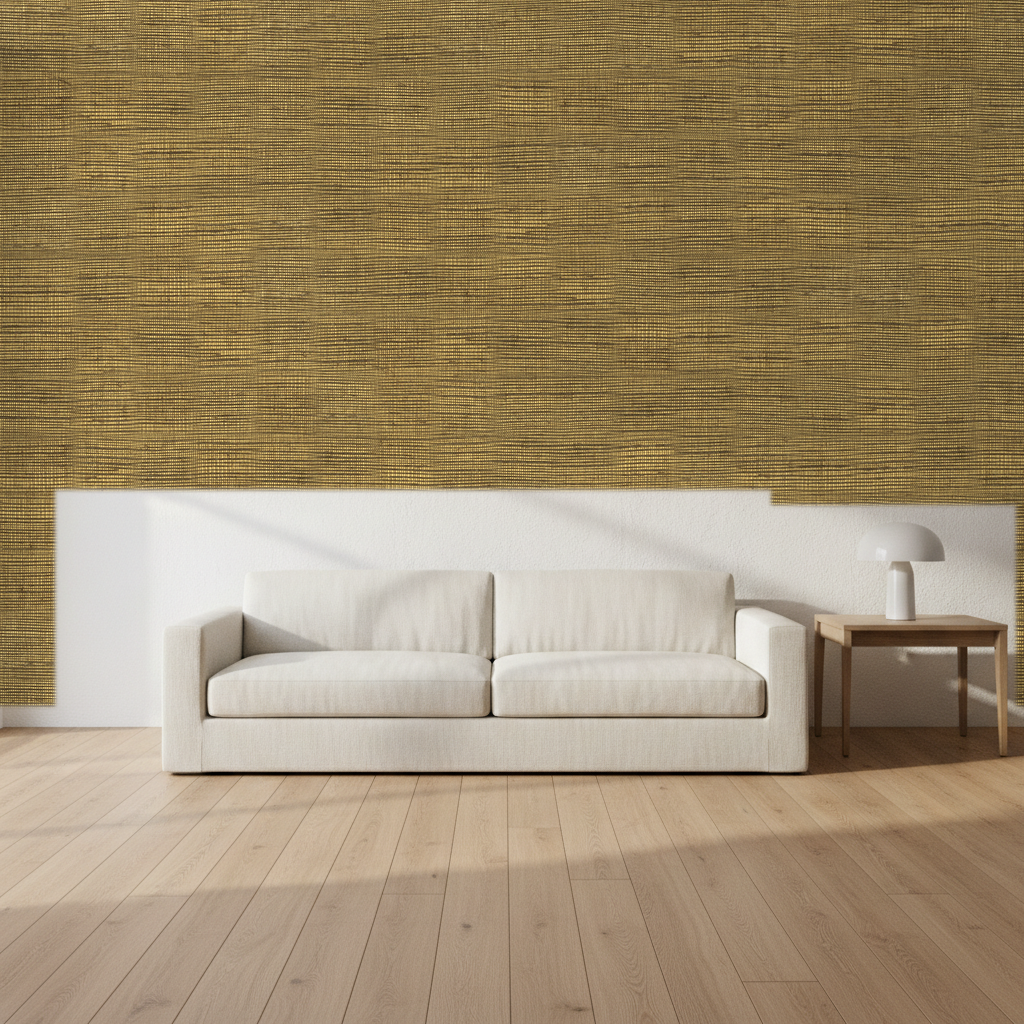 Nantucket Grasscloth Antique Gold Wallcovering | Phillipe Romano room setting