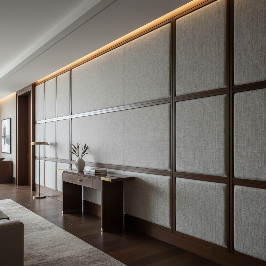 Fine Woven Texture Silver Grey Upholstered Wall Panel | Architectural Fabrics