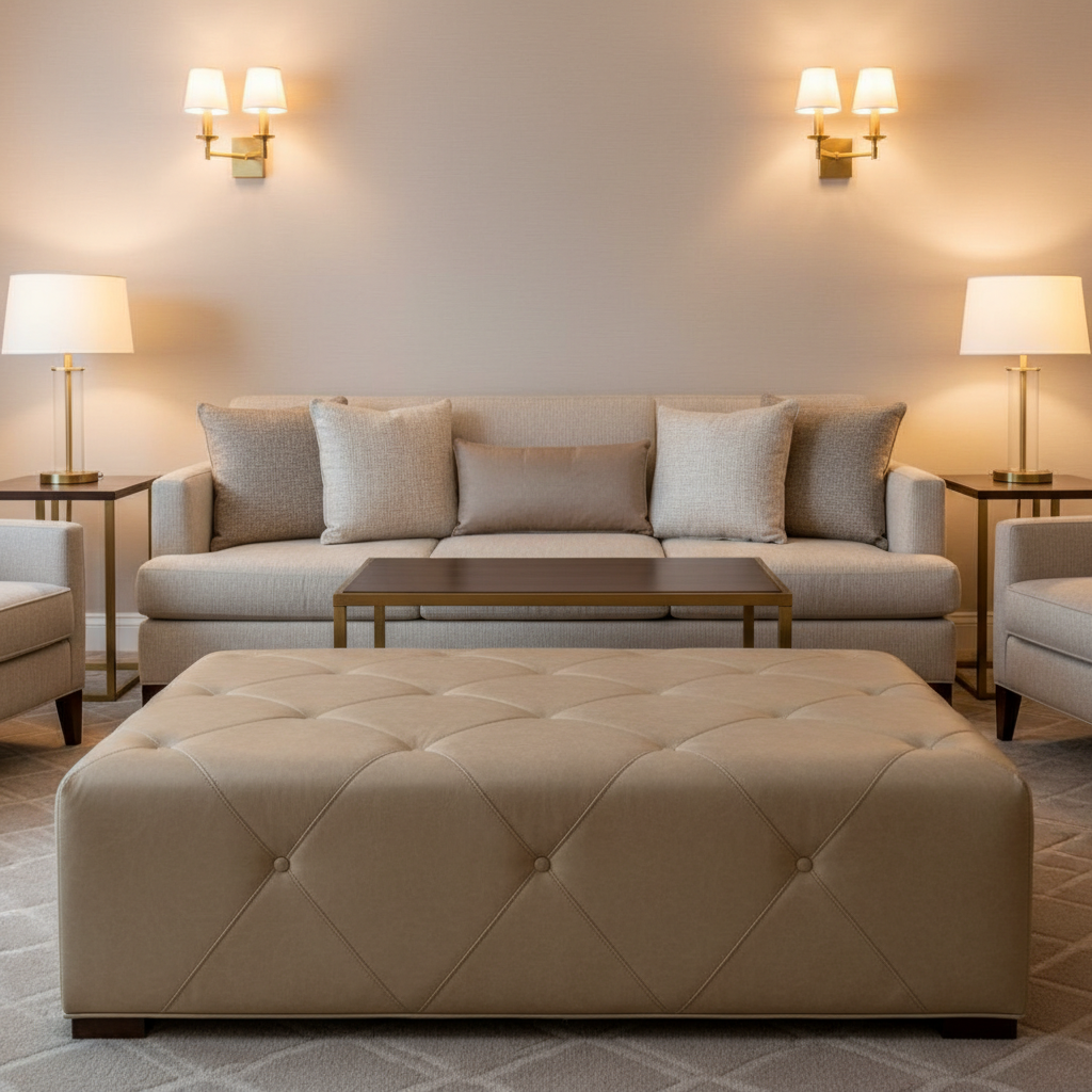 Axis - Axis Etched Polyurethane Upholstered Ottoman | Architectural Fabrics