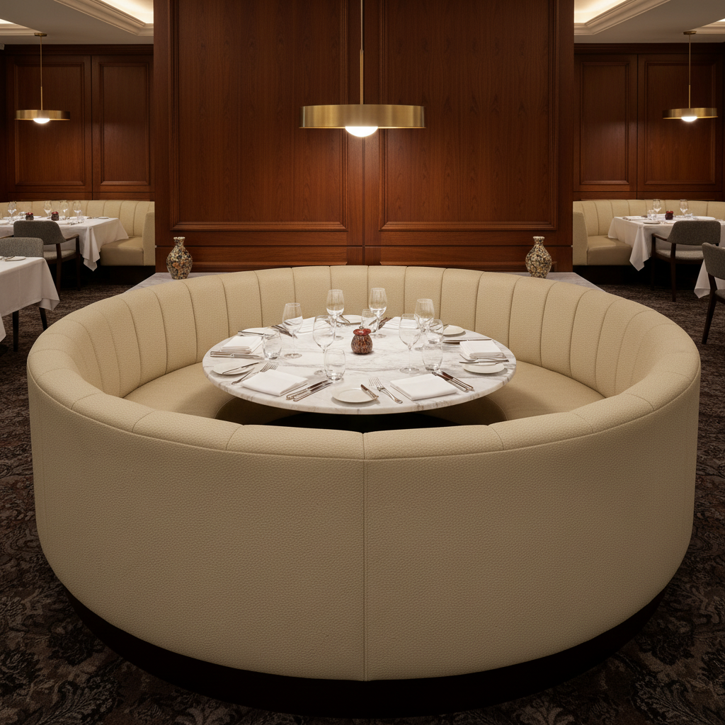 Algiers - Oatmeal Performance Vinyl Upholstered Banquette | Architectural Fabrics