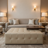 Aarden - Oatmeal Silicone Hybrid Upholstered Ottoman | Architectural Fabrics