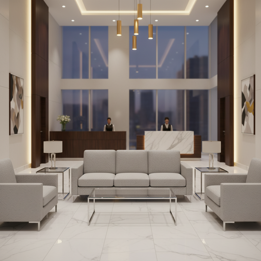 Subtle Pebble Grain Icy Silver Upholstered Sofa | Architectural Fabrics