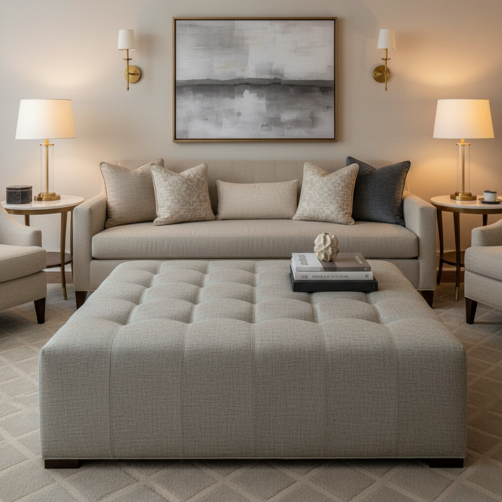 Vivace Reef - Helium Upholstered Ottoman | Architectural Fabrics
