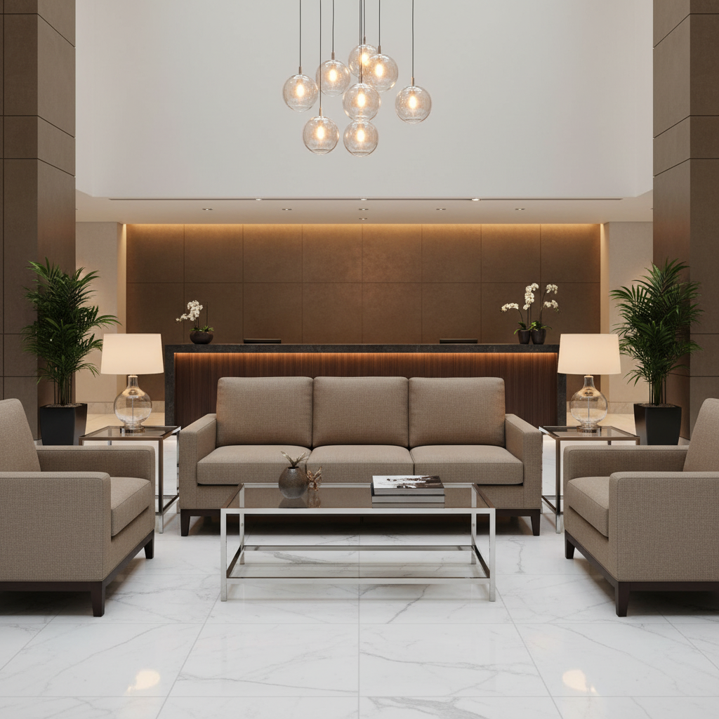 Subtle Linen Weave Mushroom Taupe Upholstered Sofa | Architectural Fabrics