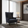 Fine Horizontal Stripes Deep Indigo Upholstered Chair | Architectural Fabrics