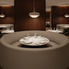 Fine Pebble Texture Taupe Stone Upholstered Banquette | Architectural Fabrics