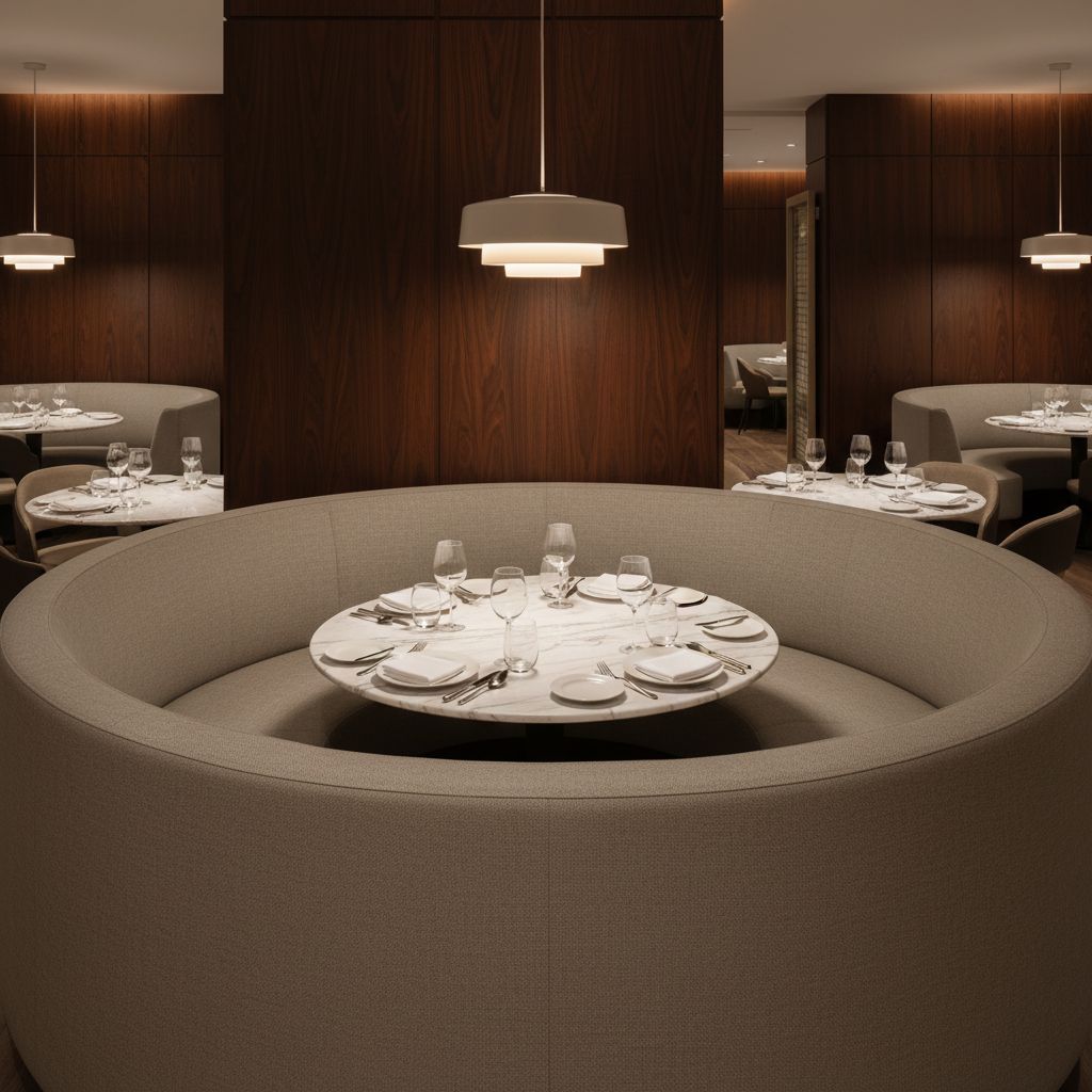 Fine Pebble Texture Taupe Stone Upholstered Banquette | Architectural Fabrics