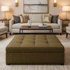 Woven Crosshatch Texture Golden Bronze Upholstered Ottoman | Architectural Fabrics