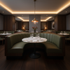 Smooth Pebble Grain Deep Olive Upholstered Banquette | Architectural Fabrics