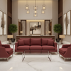 Subtle Linen Texture Deep Crimson Upholstered Sofa | Architectural Fabrics