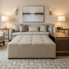 Subtle Linen Weave Soft Linen Upholstered Ottoman | Architectural Fabrics