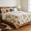 Yeeha Cowboy Organic Cotton Sateen Fabric - Cream - Cowboy Bedspread Bedroom Setting