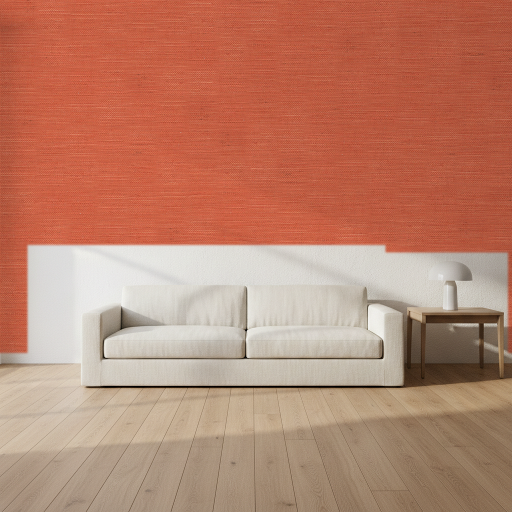 Nantucket Grasscloth Blood Orange Wallcovering | Phillipe Romano room setting